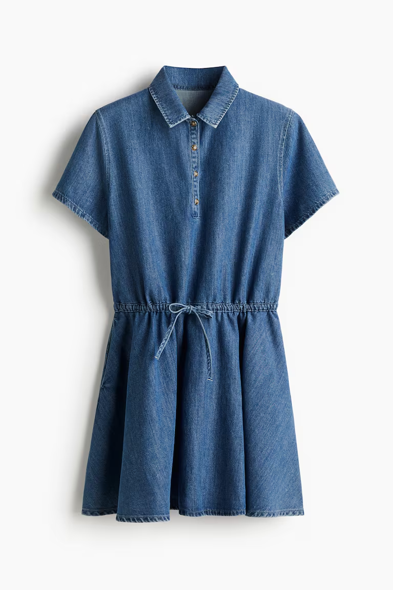 Drawstring-Waist Denim Dress 6
