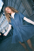Drawstring-Waist Denim Dress 6