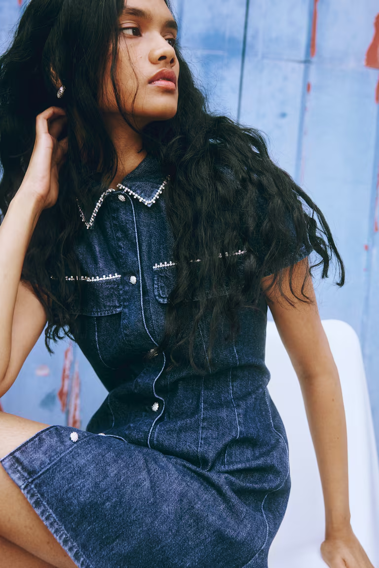 Embellished Denim Dress